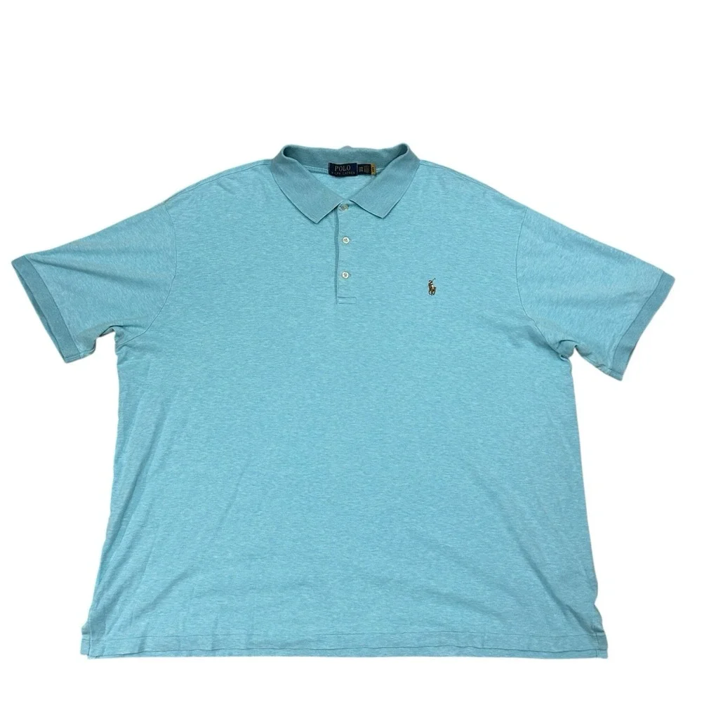 Polo Ralph Lauren Soft Cotton Polo Shirt Mens‎ 2XB Big Light Blue Short Sleeve